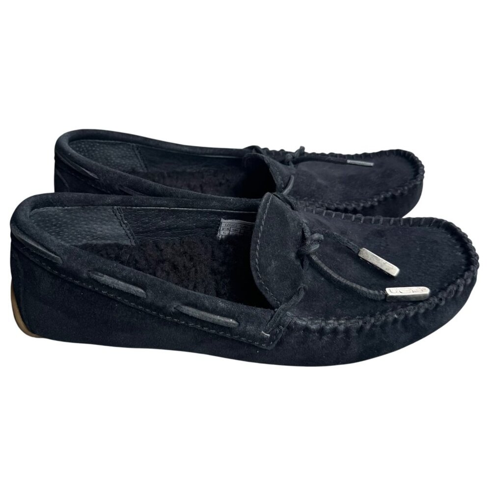 UGG Byron Sheepskin Suede Leather Womens Sz 5 Shearling Moccasin Slipper Loafer